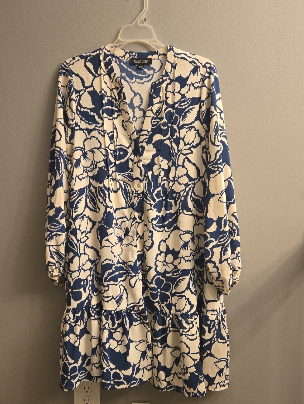 Rachel Zoe Blue and White Floral Button Front Top